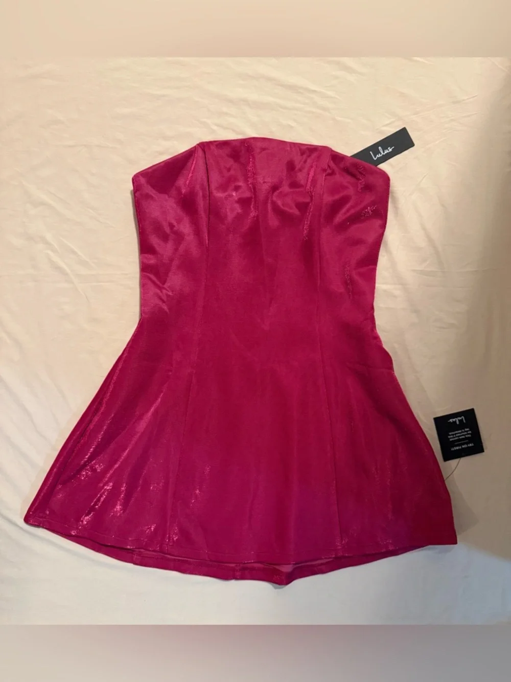 Lulu's Stunning Reputation Shiny Magenta Mini Dress With Pockets - Picture 4 of 12